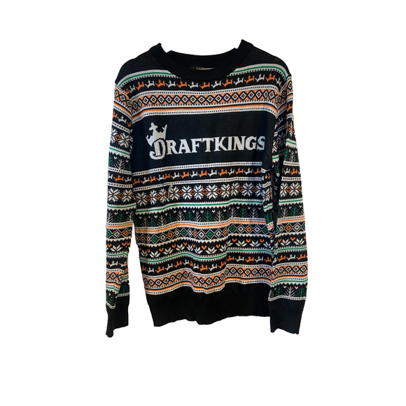 Draft Kings Other - DraftKings Ugly Christmas Sweater Mens Large Knit Black Fair Isle Holiday
